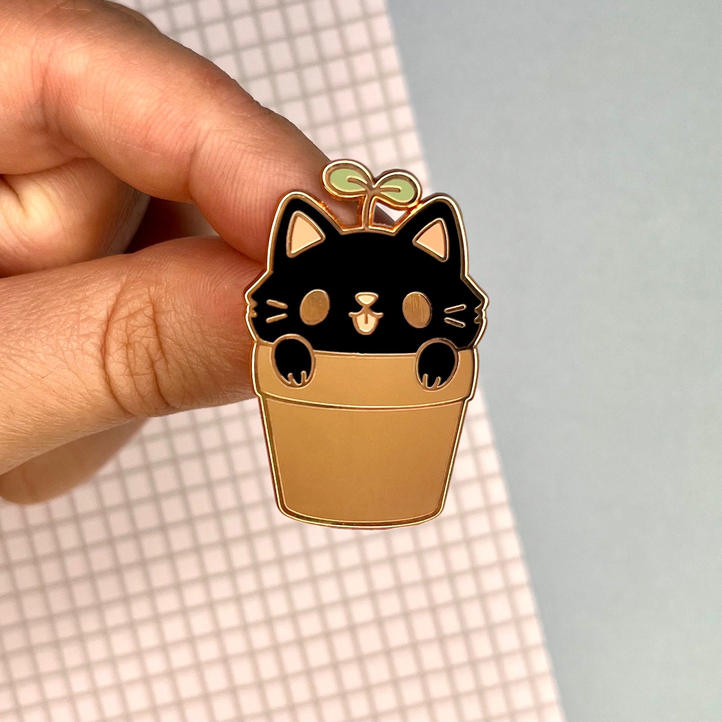 Sprout Kitty Enamel Pin
