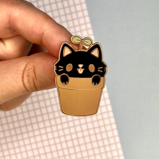 Sprout Kitty Enamel Pin