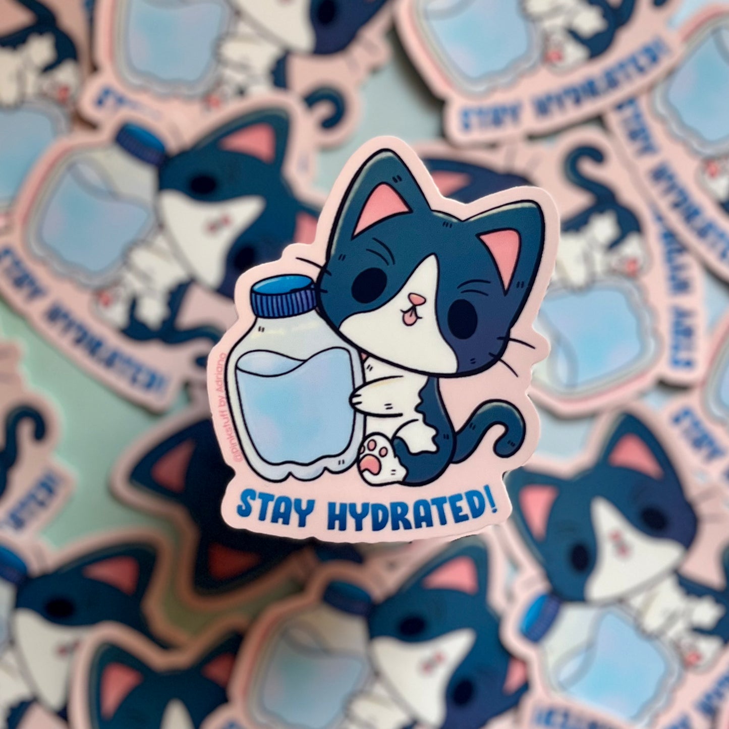 Stay Hydrated Cat Vinyl Sticker