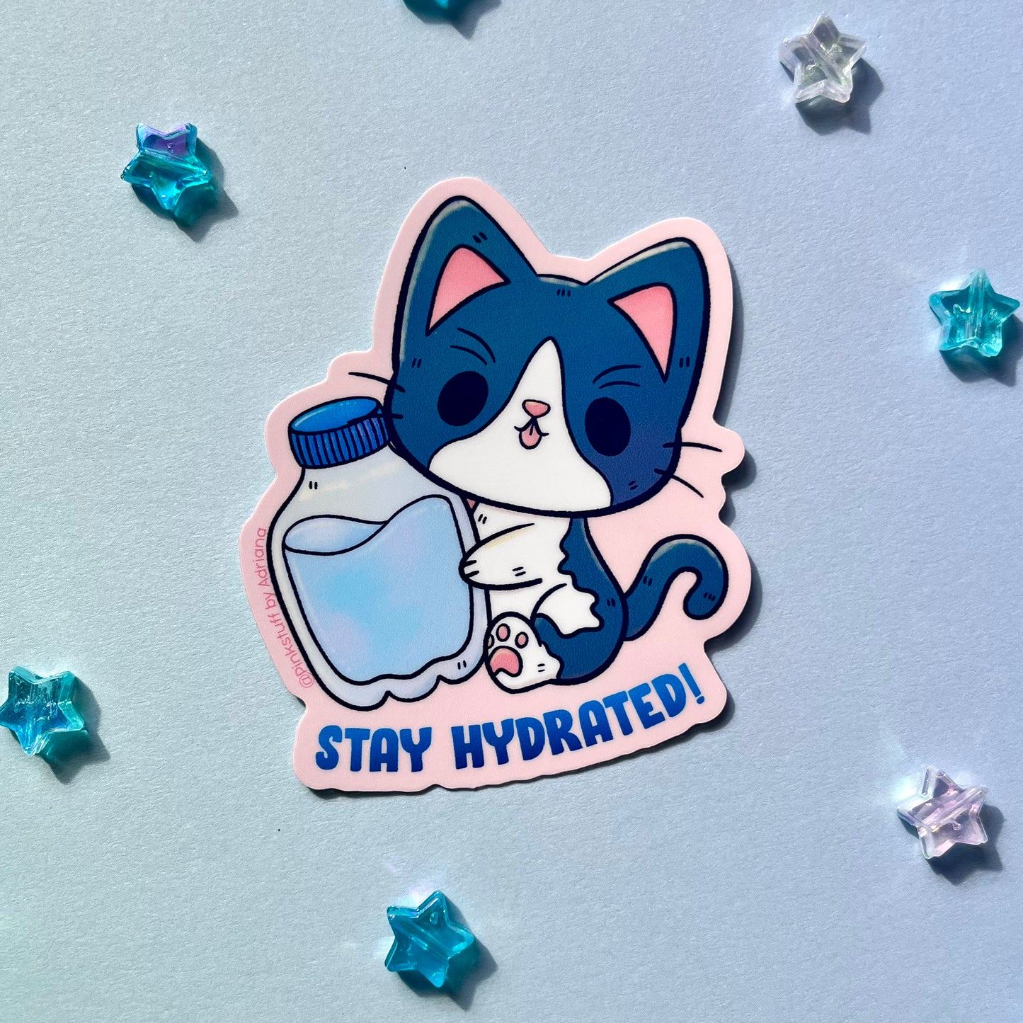 Stay Hydrated Cat Vinyl Sticker