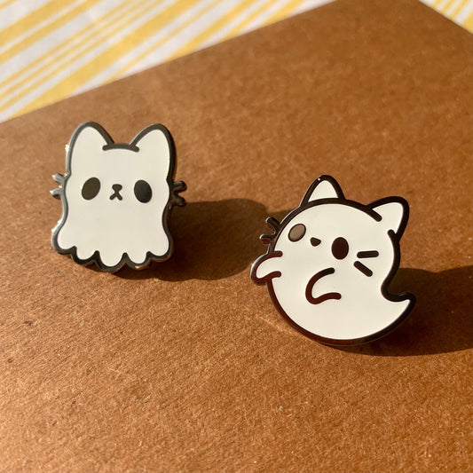 Ghost Kitty Glow in the Dark Enamel Pin