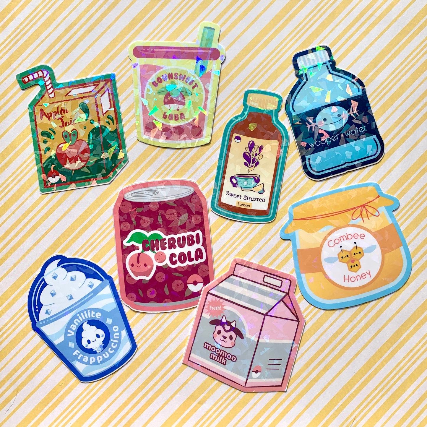 Poke Drinks Sparkly Vinyl Stickers