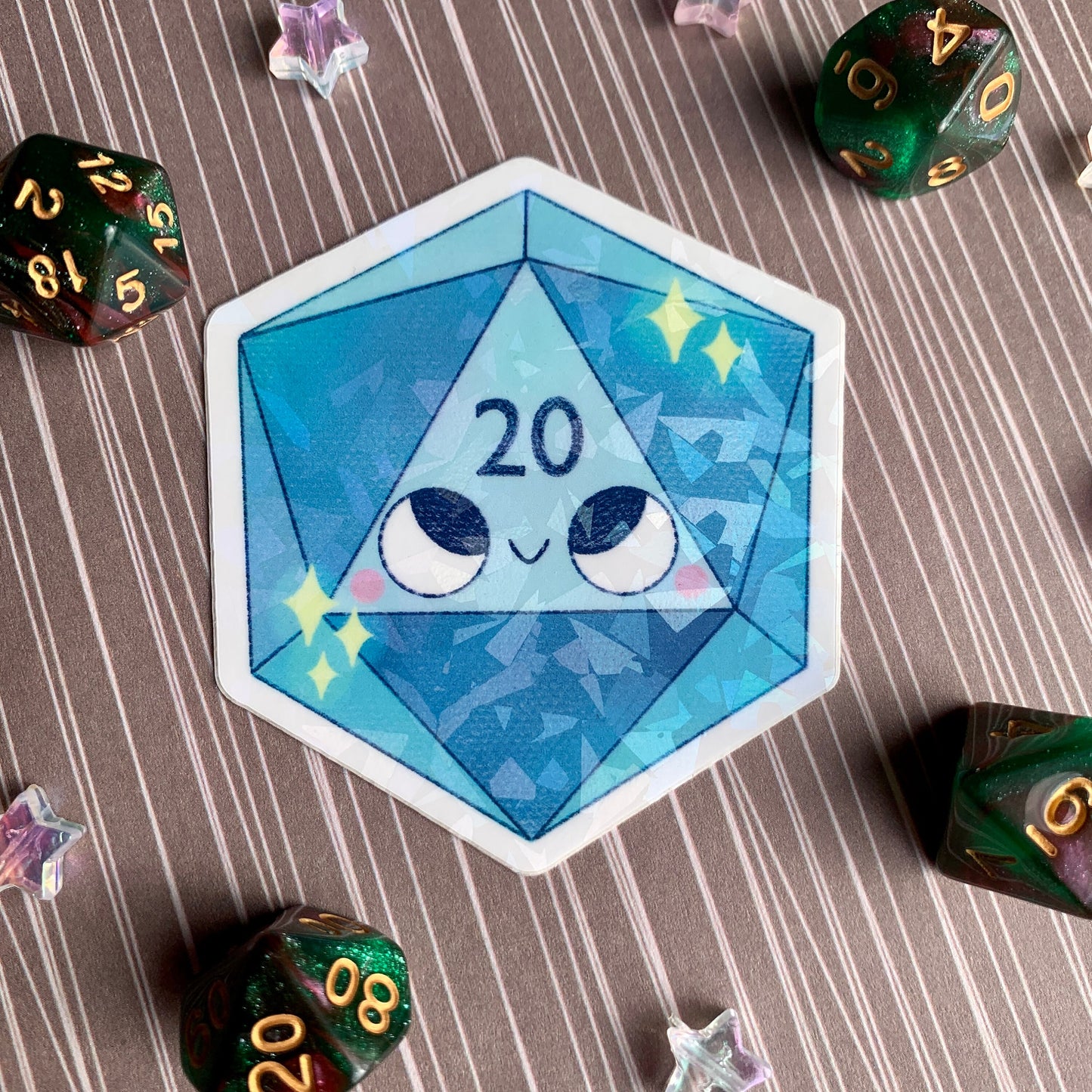 RPG D20 Sparkly Dice Stickers