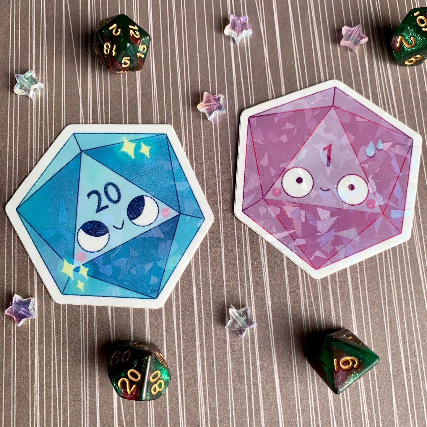 RPG D20 Sparkly Dice Stickers