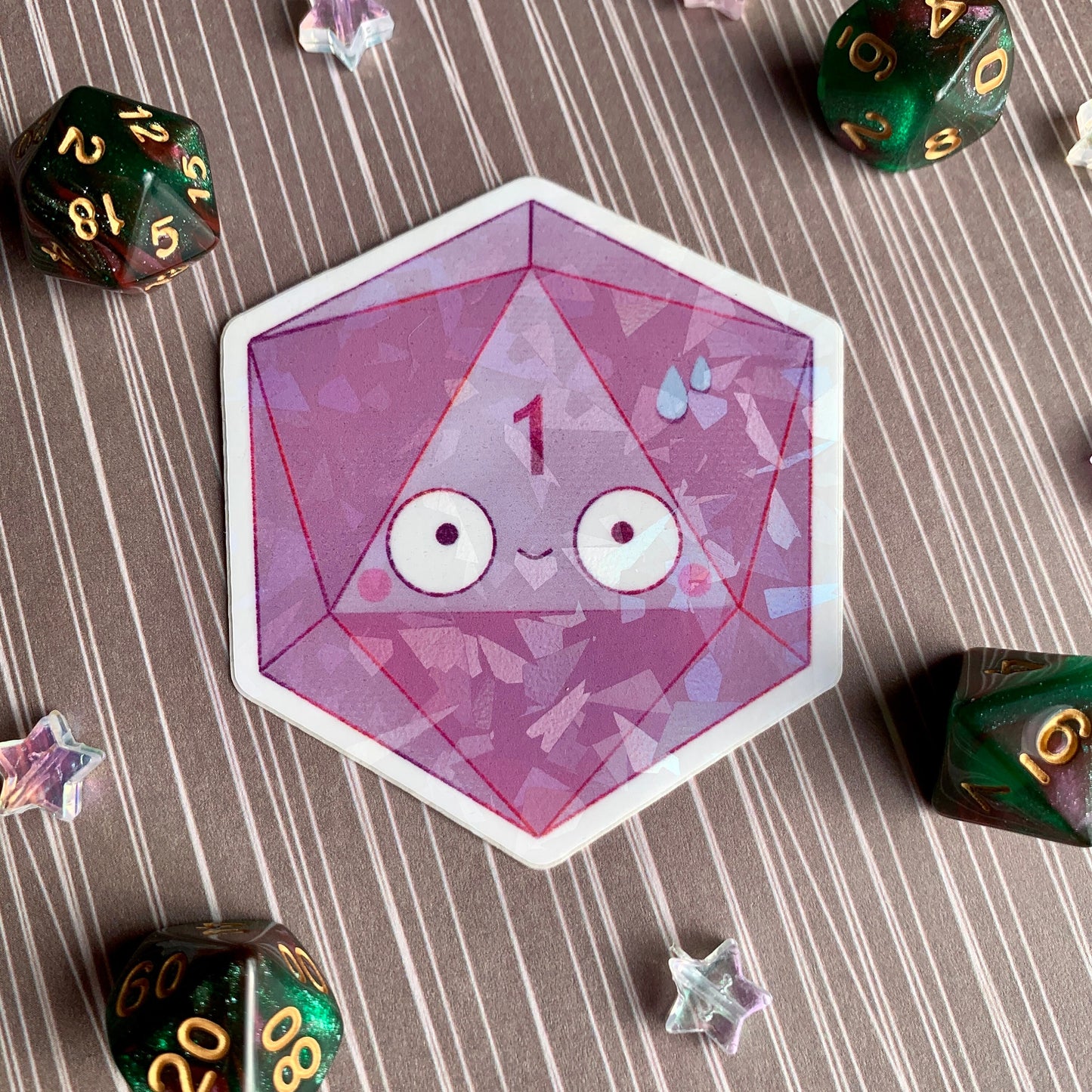 RPG D20 Sparkly Dice Stickers