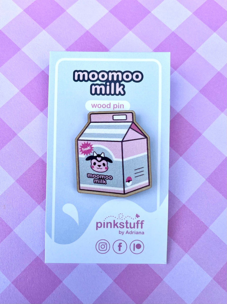 Moo Milk Wood Pin
