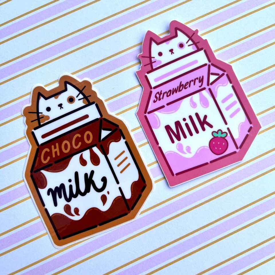 Cute Milk Cats Vinyl Stickers