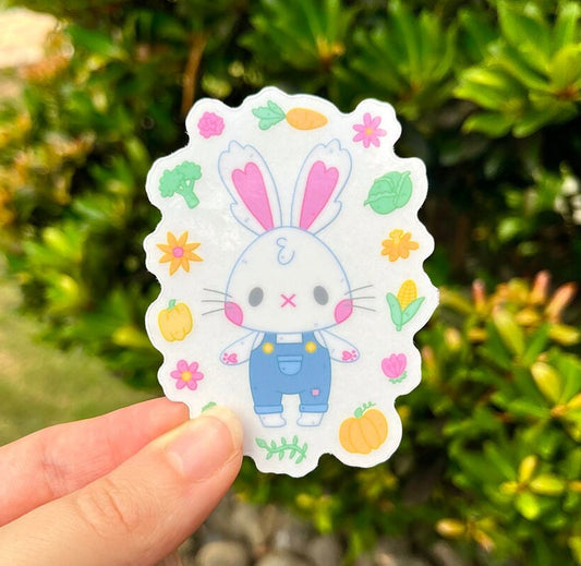 Farmer Bunny Transparent Vinyl Sticker