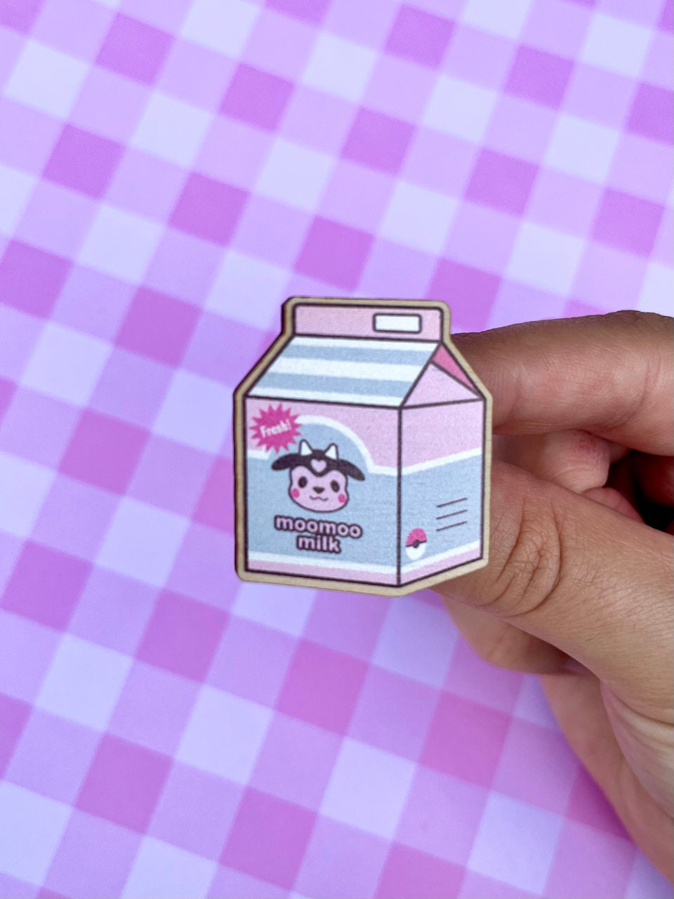 Moo Milk Wood Pin