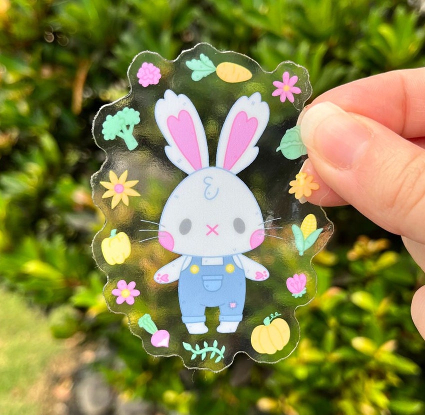 Farmer Bunny Transparent Vinyl Sticker