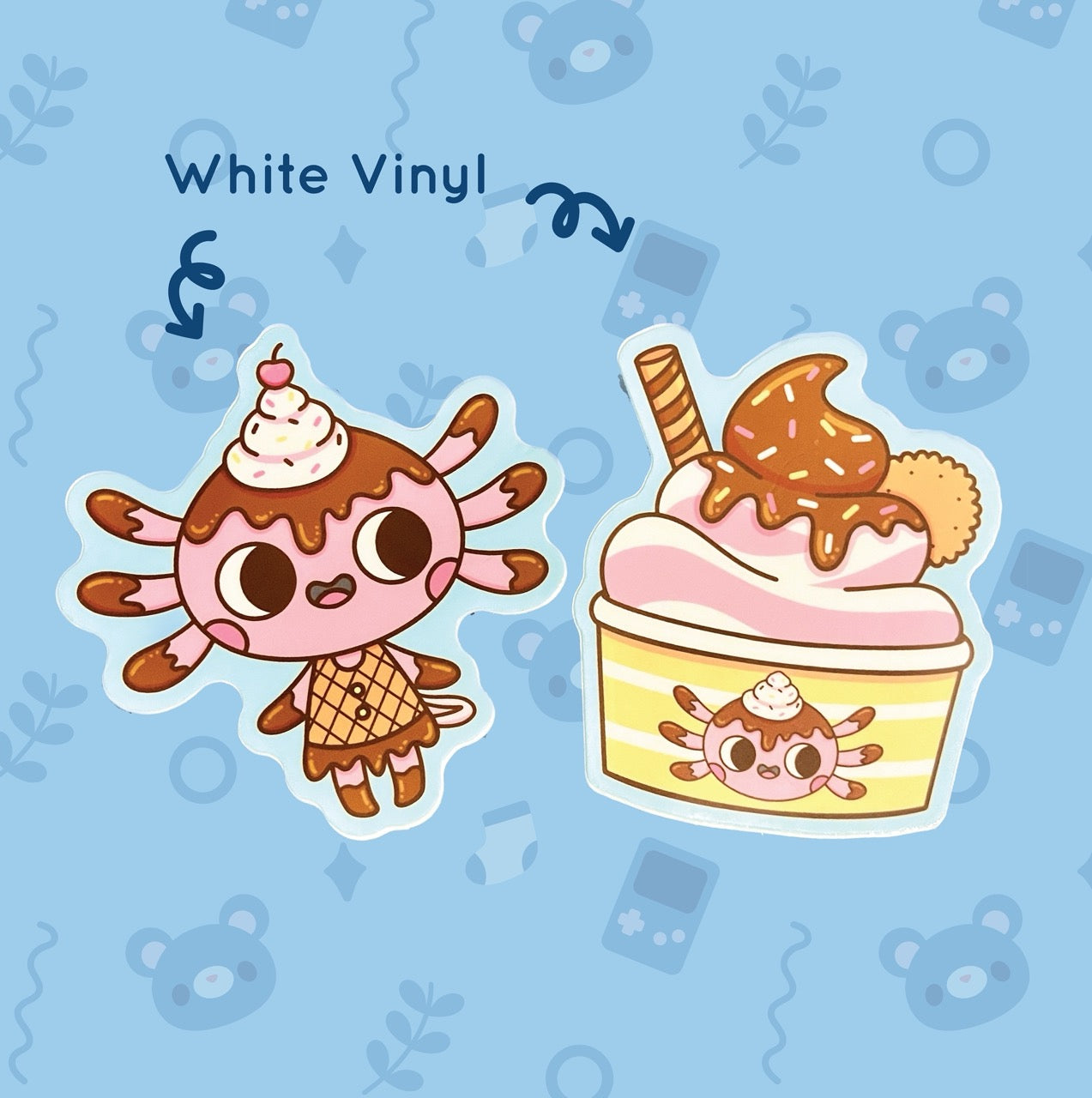 Ice Cream Axolotl Sticker Set