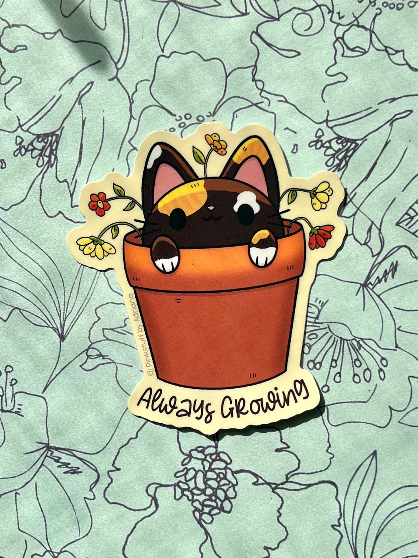 Always Growing Cat Vinyl Sticker