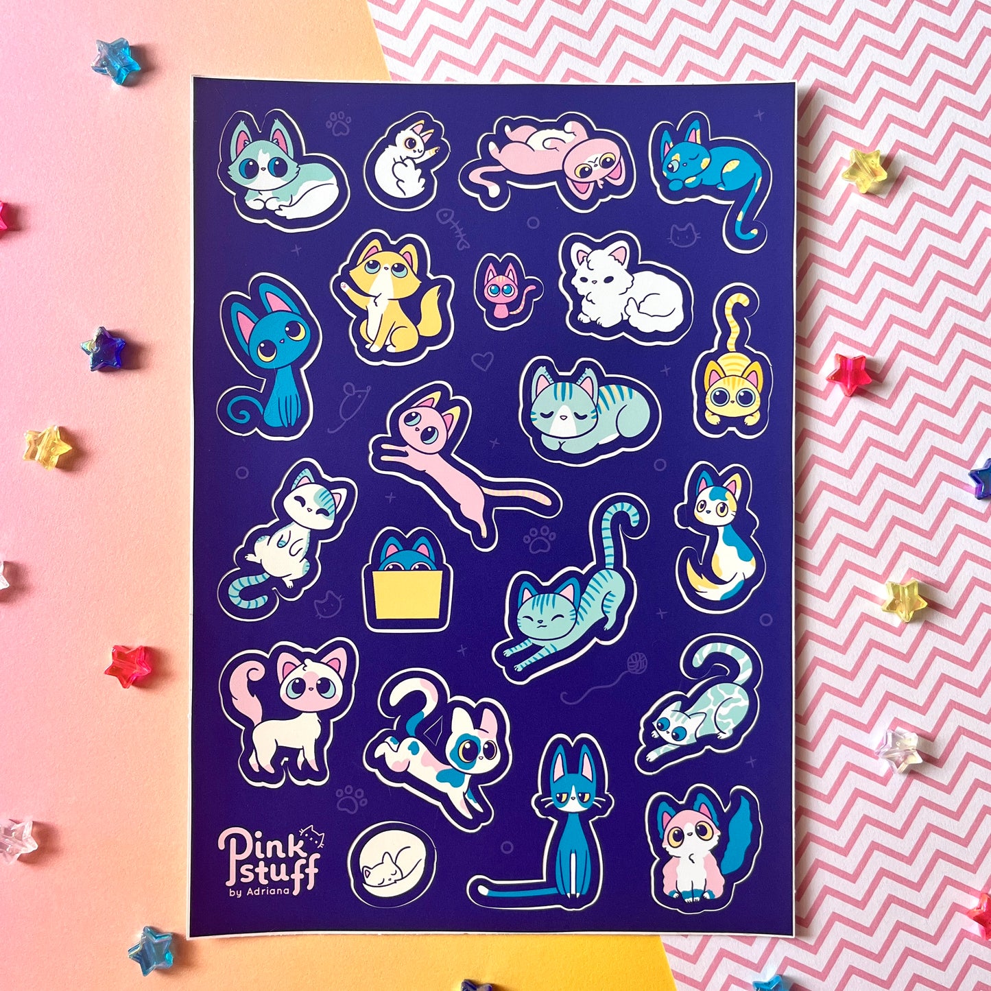 Funny Cats Vinyl Sticker Sheet