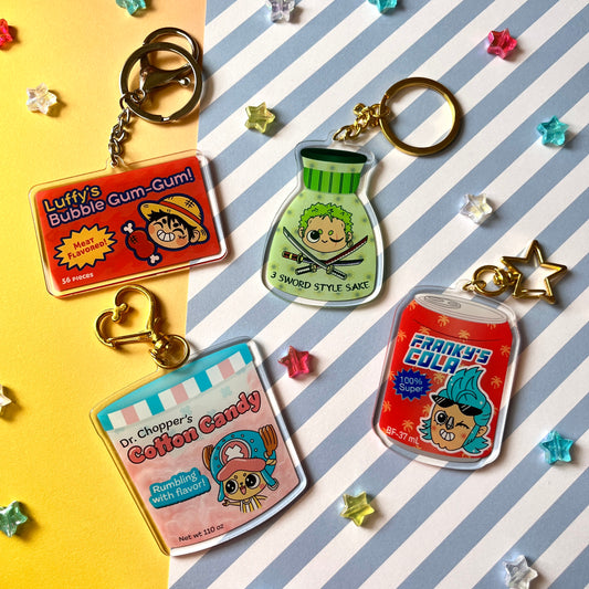 Straw Hat Snacks & Drinks Acrylic Keychain Collection