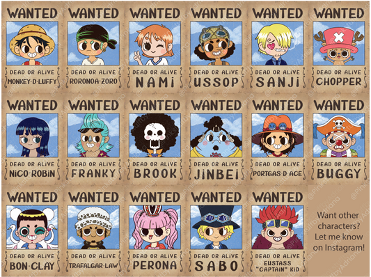 Straw Hats Wanted Poster Mini Prints